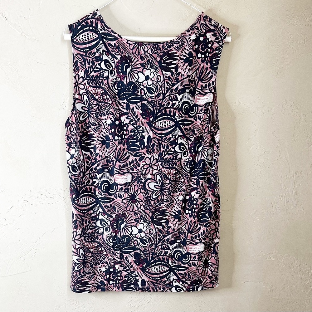 Loft Pink and Black Floral Blouse